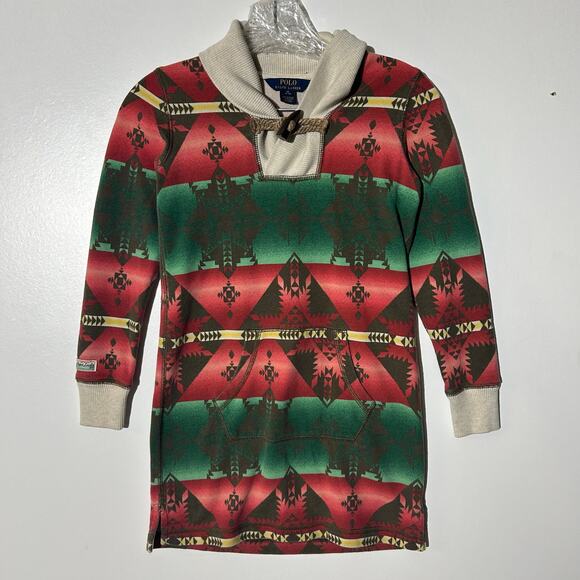 Polo Ralph Lauren Youth Girls Dress Medium Aztec Sweater Long Sleeve Southwest - Picture 1 of 6